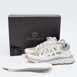 Versace White/Yellow Leather and Fabrice Low Top Sneakers Size 46