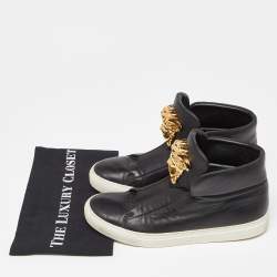 مملوكة مسبقًا Versace Black Leather Medusa High Top Sneakers Size 40