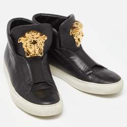 مملوكة مسبقًا Versace Black Leather Medusa High Top Sneakers Size 40