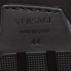 Versace Black Leather Medusa Slip On Loafers Size 44