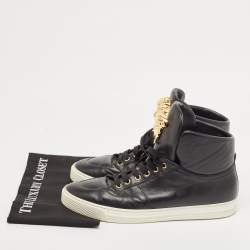 versace Black Leather Medusa High Top Sneakers Size 43