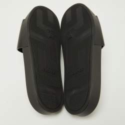 Versace Black Leather Medusa Flat Slide Sandals Size 43