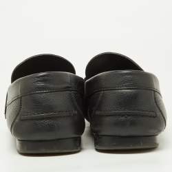 مملوكة مسبقًا Versace Black Leather Medusa Detail Slip On Loafers Size 42.5