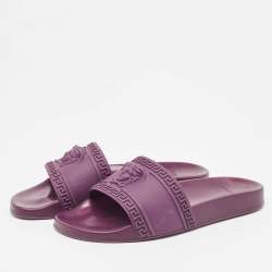 Versace Purple Rubber Medusa Slides Size 42