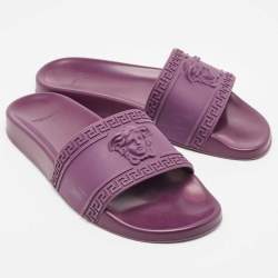 Versace Purple Rubber Medusa Slides Size 42