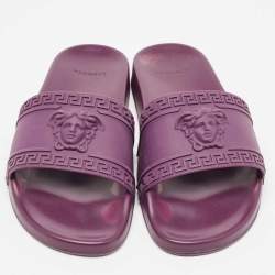 Versace Purple Rubber Medusa Slides Size 42