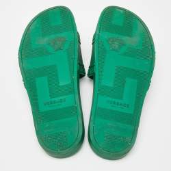 Versace Green Rubber Flat Slides Size 43