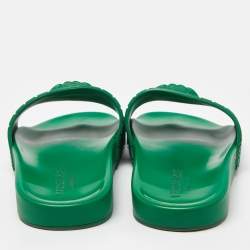 Versace Green Rubber Flat Slides Size 43