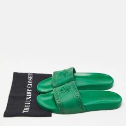 Versace Green Rubber Flat Slides Size 43