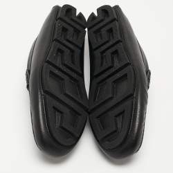 Versace Black Leather Medusa Slip On  Loafers Size 44