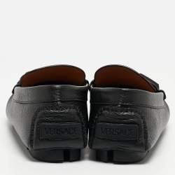 Versace Black Leather Medusa Slip On  Loafers Size 44