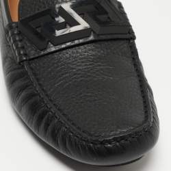 Versace Black Leather Medusa Slip On  Loafers Size 44