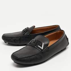 Versace Black Leather Medusa Slip On  Loafers Size 44