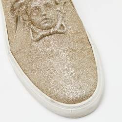 Versace Gold Glitter Palazzo Medusa Slip On Sneakers Size 41