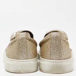 Versace Gold Glitter Palazzo Medusa Slip On Sneakers Size 41