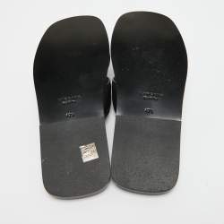 Versace Black Leather Greca Flat Slides Size 42.5