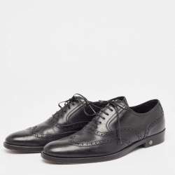 Versace Black Leather Lace Up Oxfords Size 42