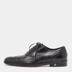 Versace Black Leather Lace Up Oxfords Size 42