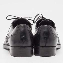 Versace Black Leather Lace Up Oxfords Size 42