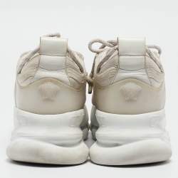 Versace White/Grey Mesh And Suede Chain Reaction Sneakers Size 42