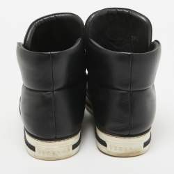 Versace Black Leather Palazzo High Top Sneakers Size 39.5