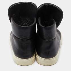 Versace Black Leather Palazzo Medusa High Top Slip On Sneakers Size 42