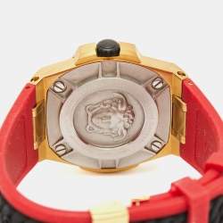 Pre Owned Versace Black Gold PVD Coated Stainless Steel Rubber Chain Reaction VEDY00319 Men's Wristwatch 45 mm