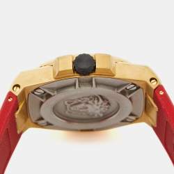 Pre Owned Versace Black Gold PVD Coated Stainless Steel Rubber Chain Reaction VEDY00319 Men's Wristwatch 45 mm