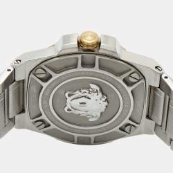 Pre Owned Versace Silver Two-Tone Stainless Steel Greca Reaction VE31 Men's Wristwatch 42 mm