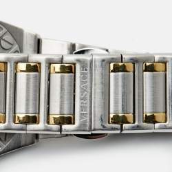 Pre Owned Versace Silver Two-Tone Stainless Steel Greca Reaction VE31 Men's Wristwatch 42 mm
