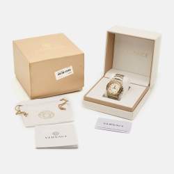 Pre Owned Versace Silver Two-Tone Stainless Steel Greca Reaction VE31 Men's Wristwatch 42 mm