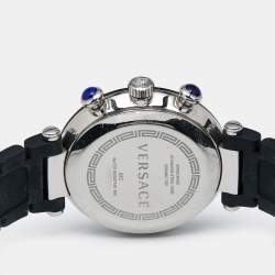 Versace Black Ceramic Stainless Steel Rubber Reve 92C Women's Wristwatch 40 mm