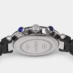 Versace Black Ceramic Stainless Steel Rubber Reve 92C Women's Wristwatch 40 mm