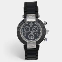 Versace Black Ceramic Stainless Steel Rubber Reve 92C Women's Wristwatch 40 mm