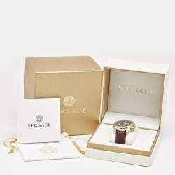 Versace Blue Two-Tone Stainless Steel Leather VE2E00221 Men's Wristwatch 45 mm