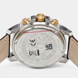 Versace Blue Two-Tone Stainless Steel Leather VE2E00221 Men's Wristwatch 45 mm