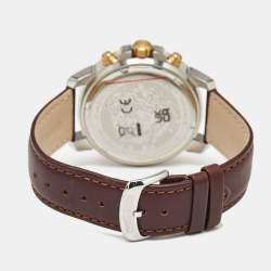 Versace Blue Two-Tone Stainless Steel Leather VE2E00221 Men's Wristwatch 45 mm