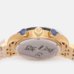 Pre Owned Versace Black Gold Plated Stainless Steel Hellenyium Men's Wristwatch 44 mm