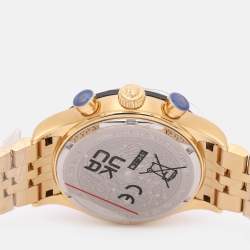 Pre Owned Versace Black Gold Plated Stainless Steel Hellenyium Men's Wristwatch 44 mm