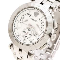 مملوكة مسبقًا Versace Silver White Stainless Steel V Race 23C Women's Wristwatch 42 mm