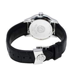 Pre Owned Versace Off-White Stainless Steel Embossed Leather Hurricane ULQ 99 Men's Wristwatch 36MM