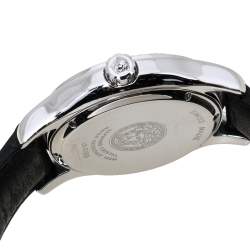 Pre Owned Versace Off-White Stainless Steel Embossed Leather Hurricane ULQ 99 Men's Wristwatch 36MM
