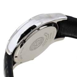 Pre Owned Versace Off-White Stainless Steel Embossed Leather Hurricane ULQ 99 Men's Wristwatch 36MM