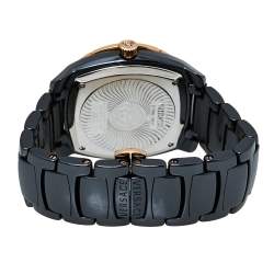 Versace Black Ceramic Gold Plated Stainless Steel Diamonds DV One Glamour 63Q Men's Wristwatch 41 mm