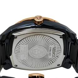 Versace Black Ceramic Gold Plated Stainless Steel Diamonds DV One Glamour 63Q Men's Wristwatch 41 mm