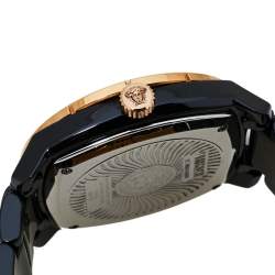 Versace Black Ceramic Gold Plated Stainless Steel Diamonds DV One Glamour 63Q Men's Wristwatch 41 mm