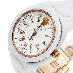 Versace White Ceramic Stainless Steel DV One 01A C1 Men's Wristwatch 41 mm