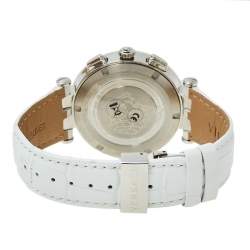 Pre Owned Versace Silver Stainless Steel Leather V-Race GMT 29G9S1D001S001 Men's Wristwatch 46 mm