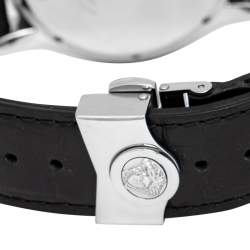 Versace Black Stainless Steel Leather ULC99 Men's Wristwatch 39 mm