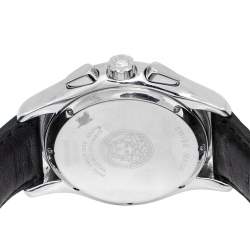 Versace Black Stainless Steel Leather ULC99 Men's Wristwatch 39 mm